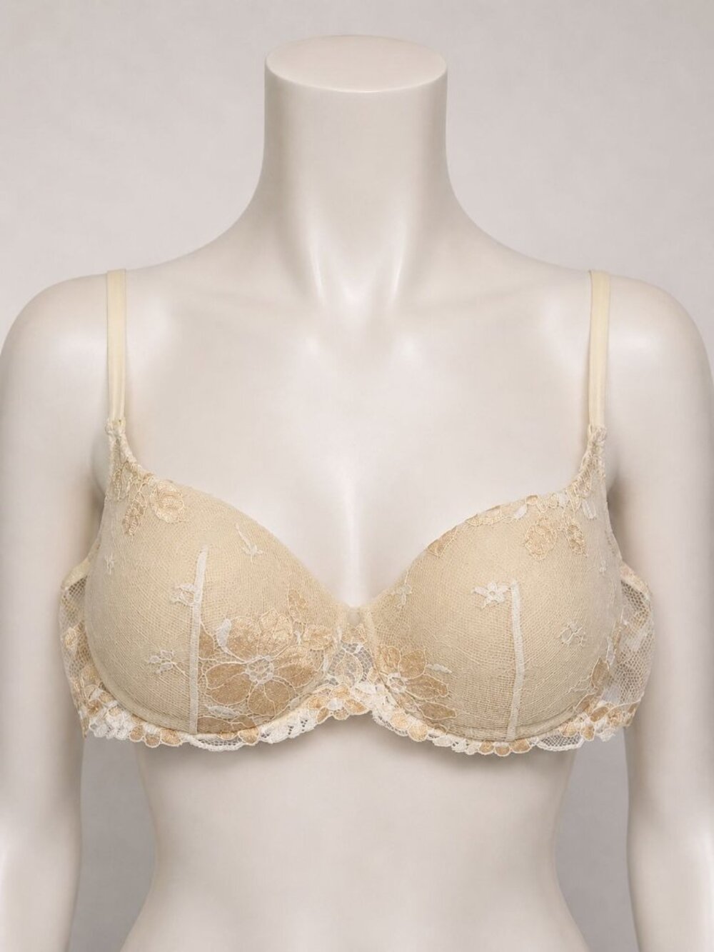 La Perla 36D Cream Lace Padded Push-up Bra NEW